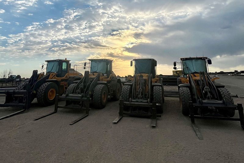 Tractors in a line